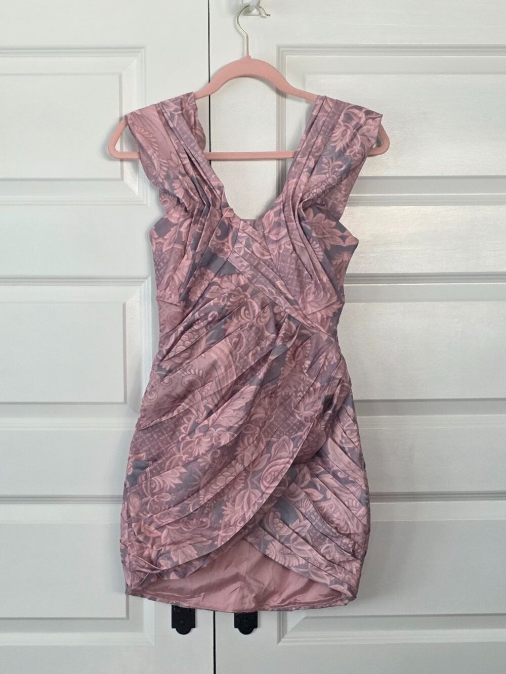 ASOS Satin Effect Pleated Rose Mini Dress